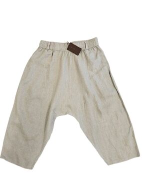 Nicholas K Linen Weekend Short Drop Crotch Harem Pants Natural Beige Size M NWT